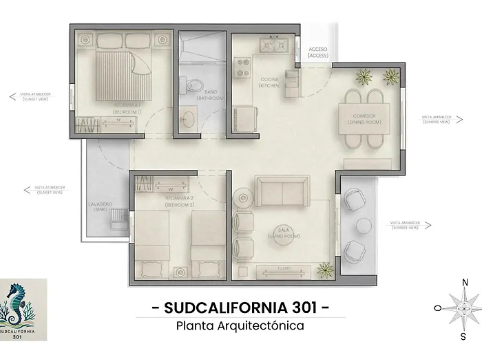 Sudcalifornia 301, 2 Rec, Bonita Vista Y Rooftop Apartment *